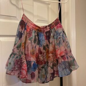 Floral Ruffled Mini Skirt - Pink Multi